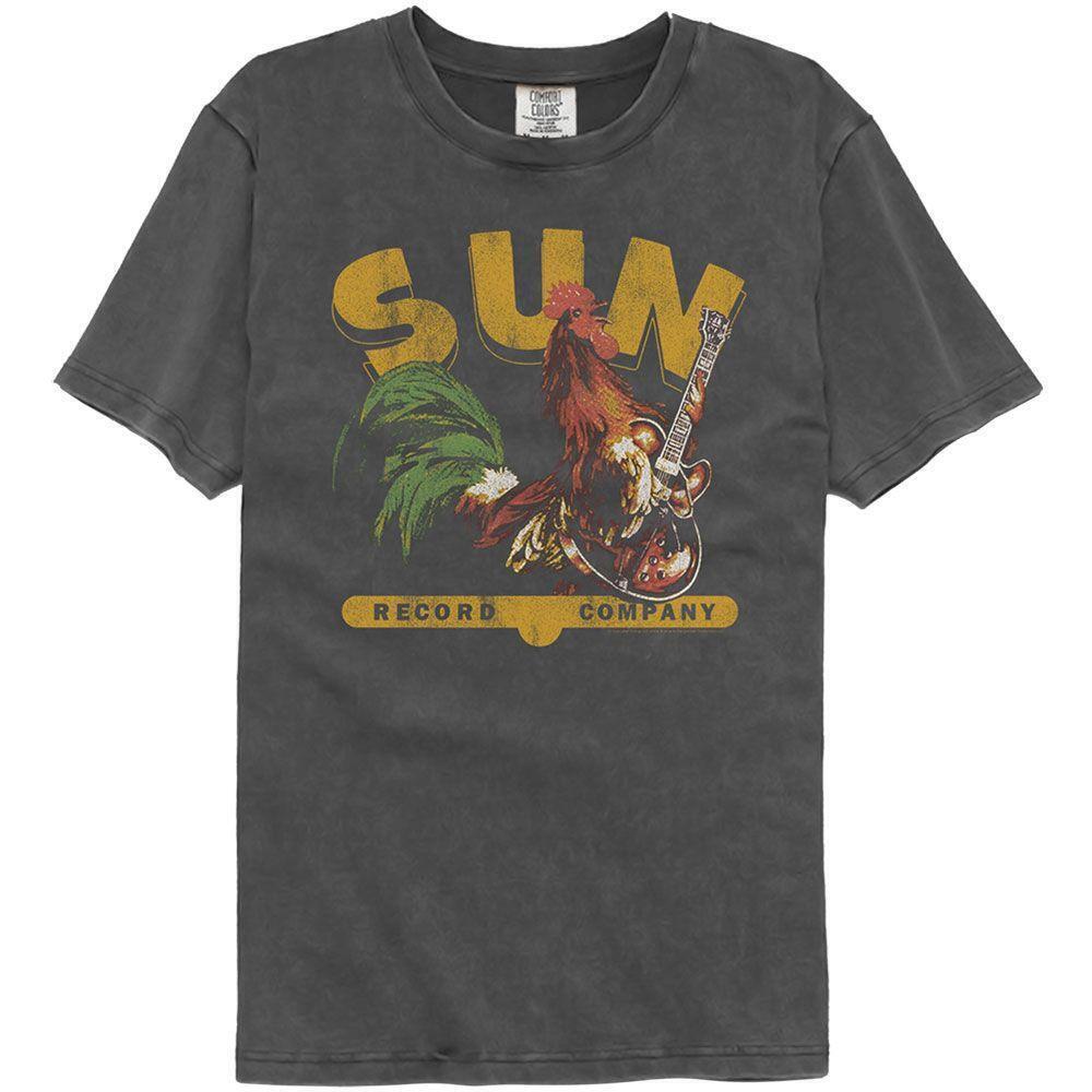 Sun Records Rooster With Guitar Washed Black T Shirt